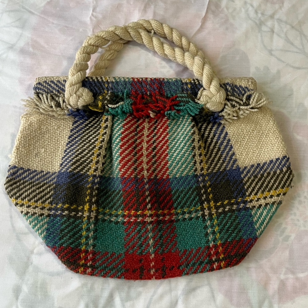 Vintage Tartan Hand Weaved Wool Bag Made in Nova Scotia